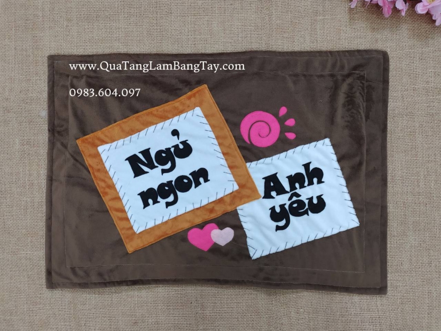 gối handmade ngủ ngon anh yêu 